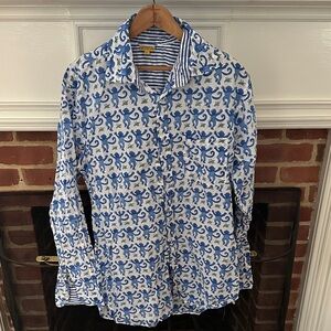 Roberta Roller Rabbit Blue & White Pajama Shirt
